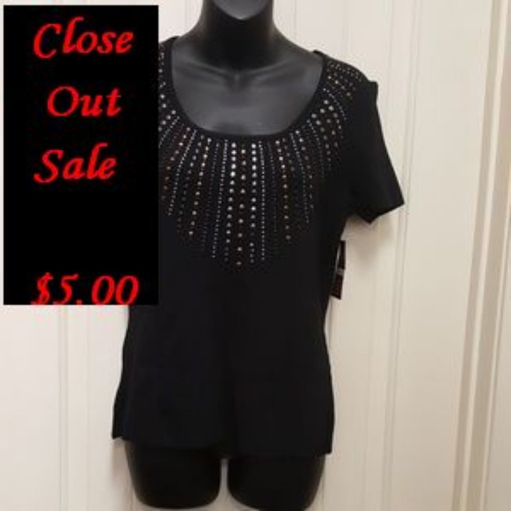 NWT Cable & Gauge Black Short Sleeve Top
